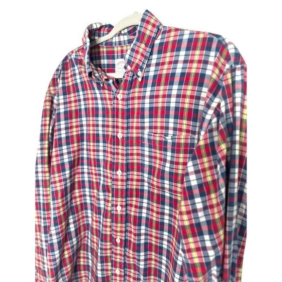 Brooks Brothers Shirt Mens Large Red Plaid Regular Fit 100% Cotton Button Down - Picture 2 of 5